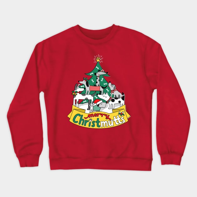 Dog Lover Christmas Tree Cute Merry Christ Mutts Crewneck Sweatshirt by mindeverykind